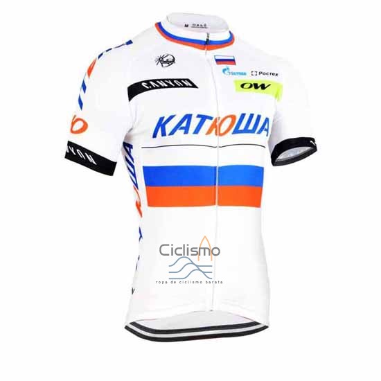 Katusha Ropa Ciclismo Culotte Corto 2015 Mangas Cortas Blanco